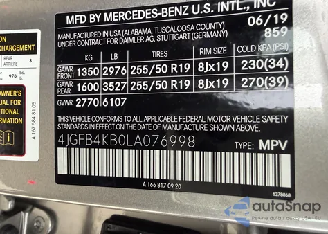 2020 Mercedes-Benz Gle 350 4Matic z USA, uszkodzony, nr VIN 4JGFB4KB0LA076998